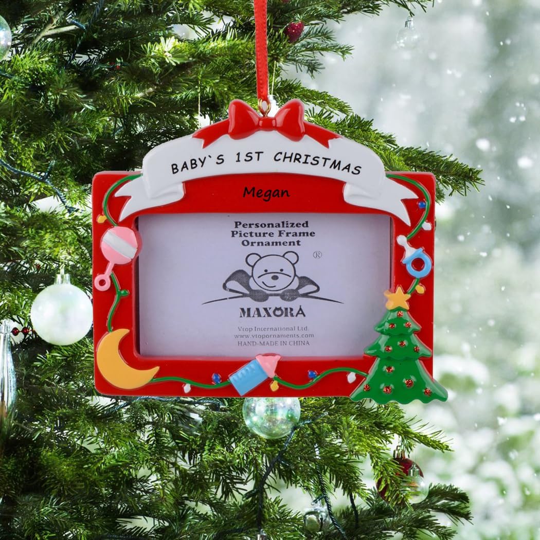 Babys First Christmas Personalized Photo Ornament Frame