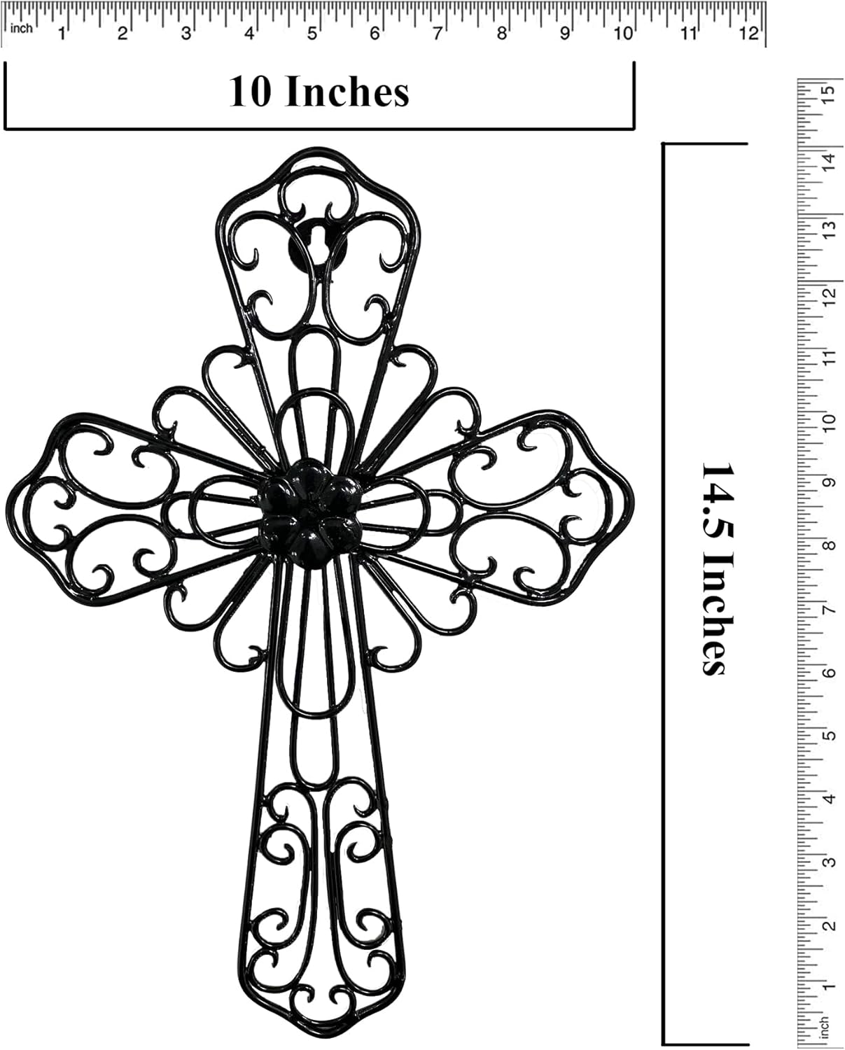RELY Black Wall Cross 14x10 Inch Metal Decor 1
