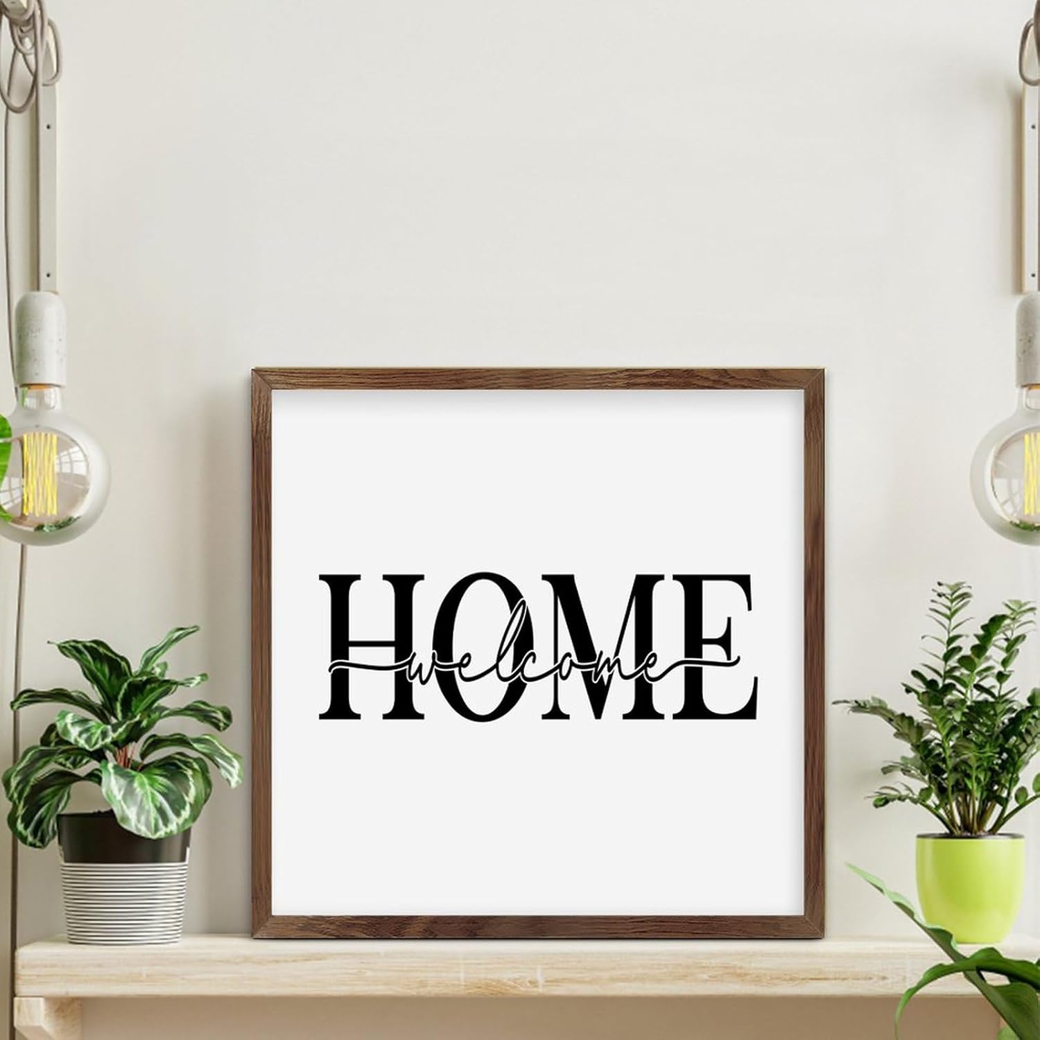 Farmhouse Wood Framed Welcome Home Sign 12x12in 1