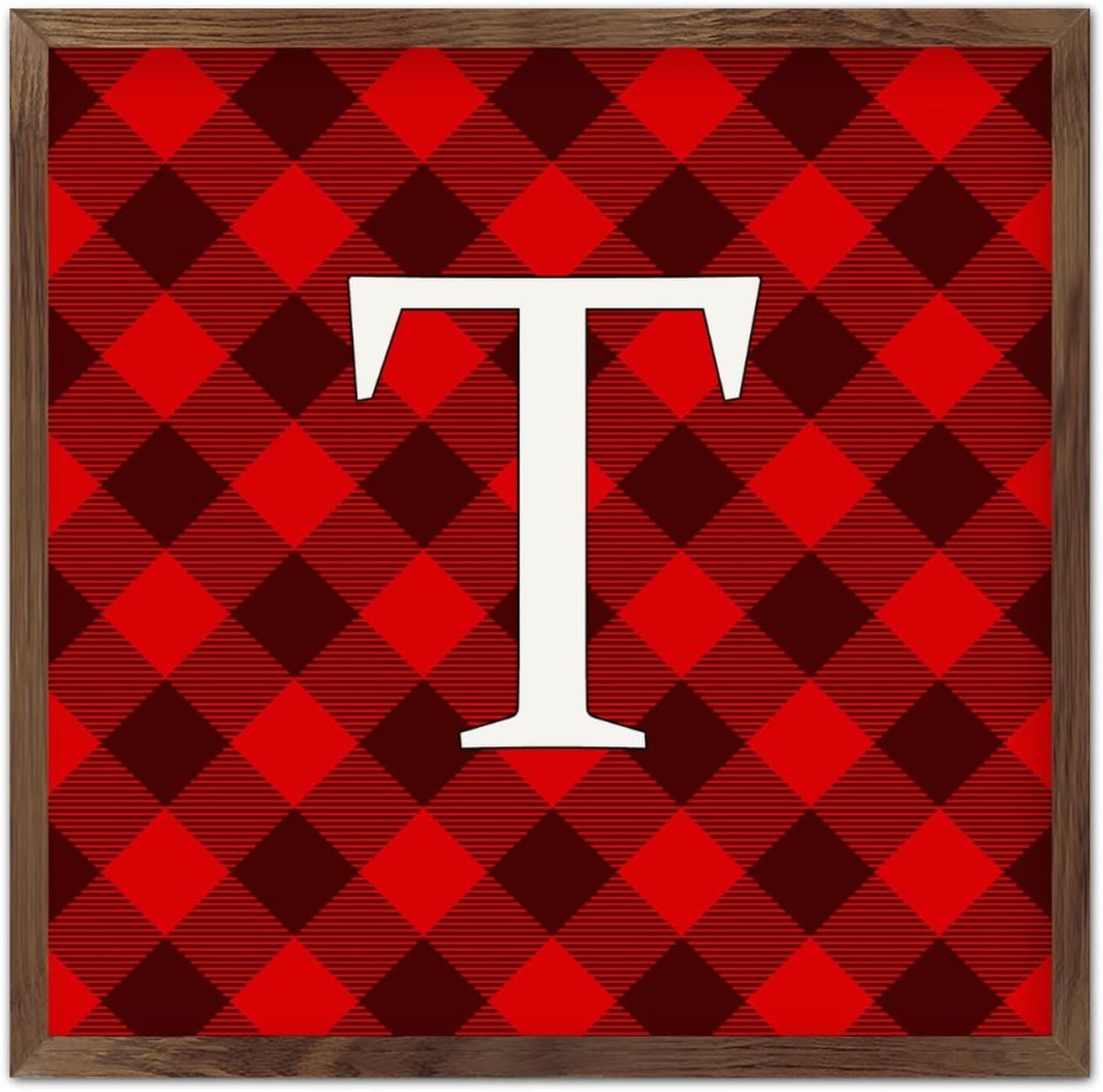 Wadcall Rustic Wall Art Initial Letter T Wooden Plaque Sign 12x12 Inch
