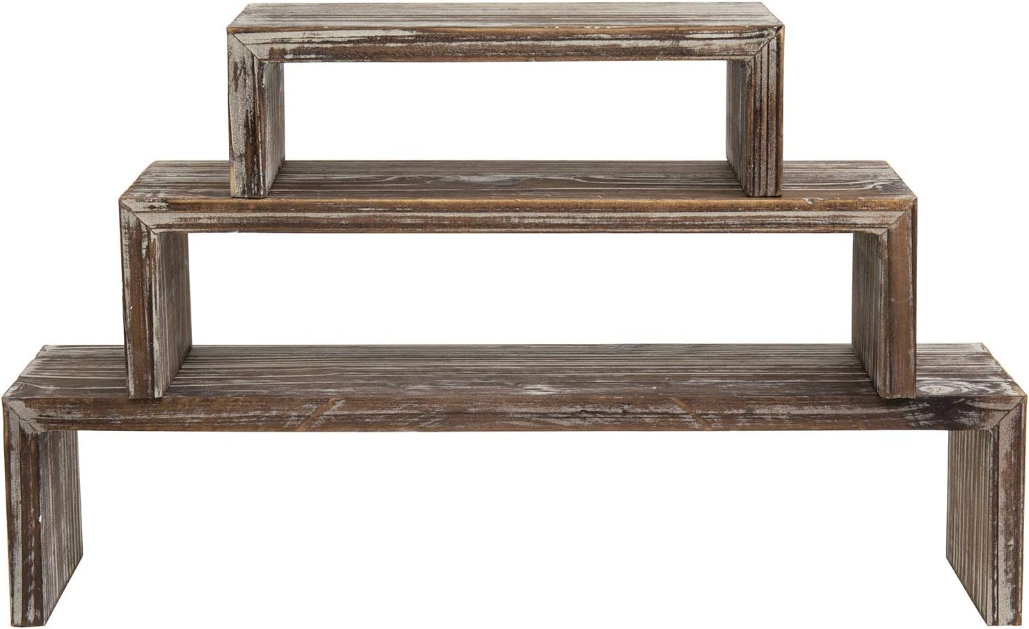 MyGift Tabletop Torched Wood Riser Stands Set of 3