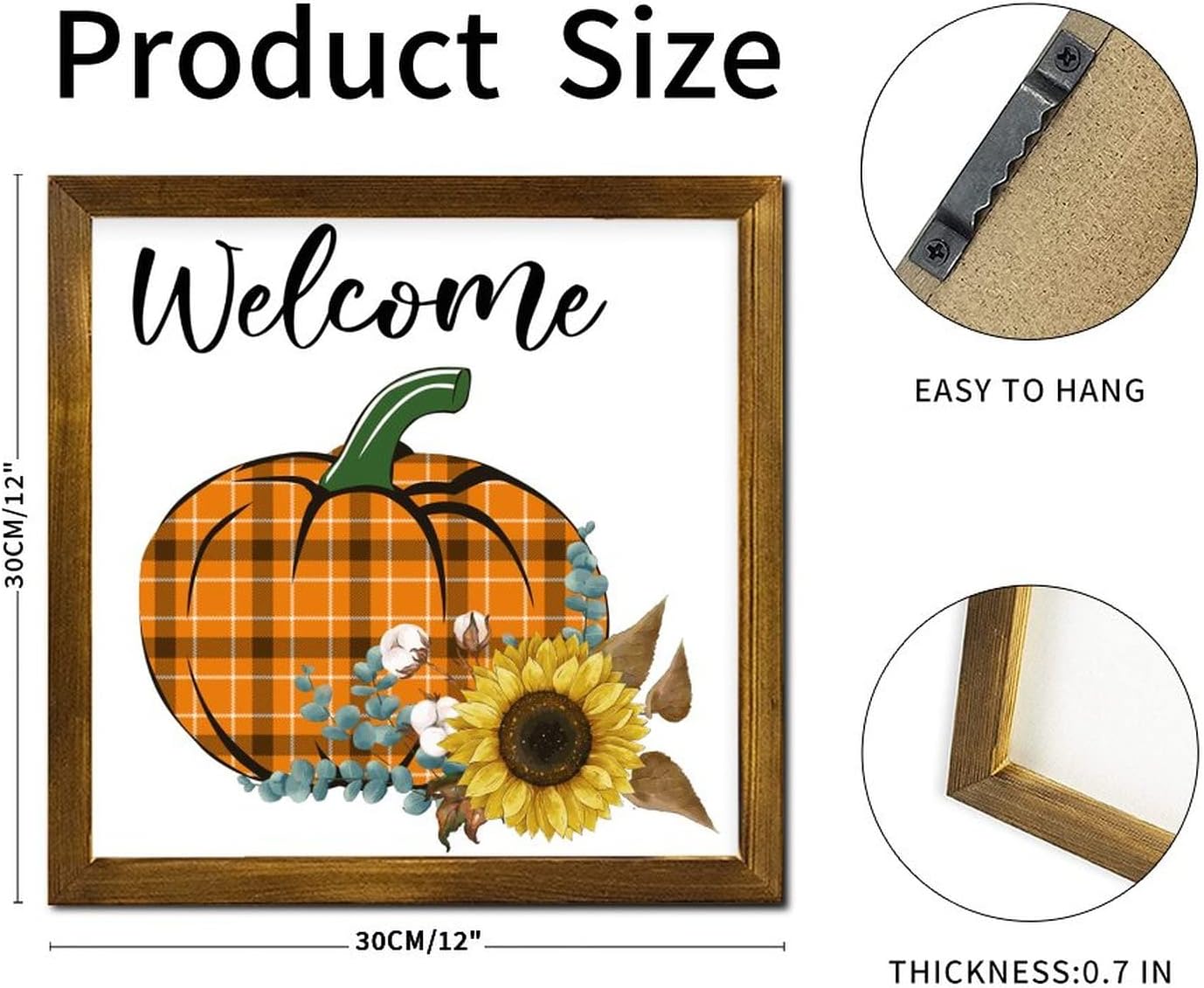 Farmhouse Style Welcome Sign Wooden Framed 12x12 Inch