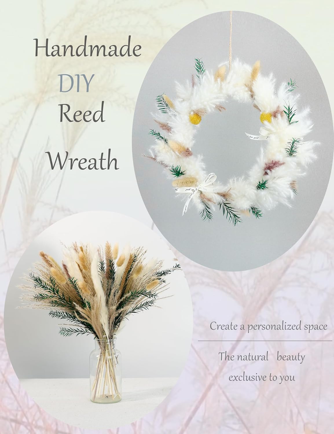 Dried Pampas Grass Bouquet 100 Stems Bohemian Decor Accent