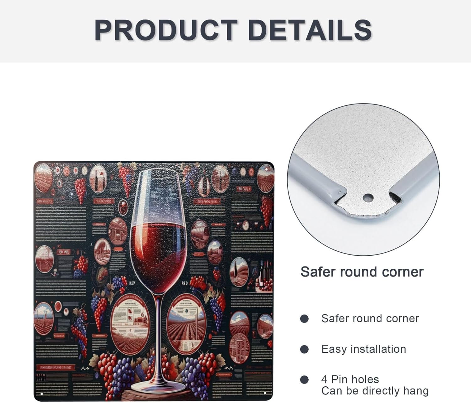 Sommelier S Choice Red Wine Guide Metal Tin Sign Wall Art 8x8inch