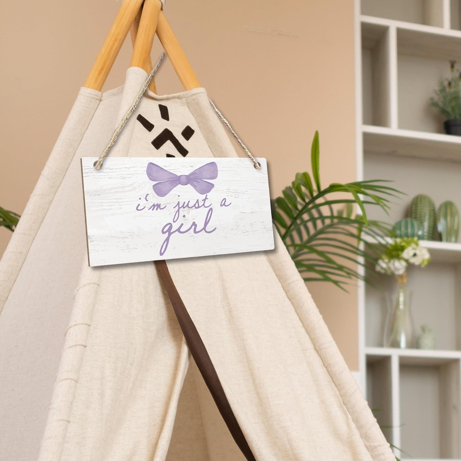 Cute Purple Bow Wooden Door Sign for Girls