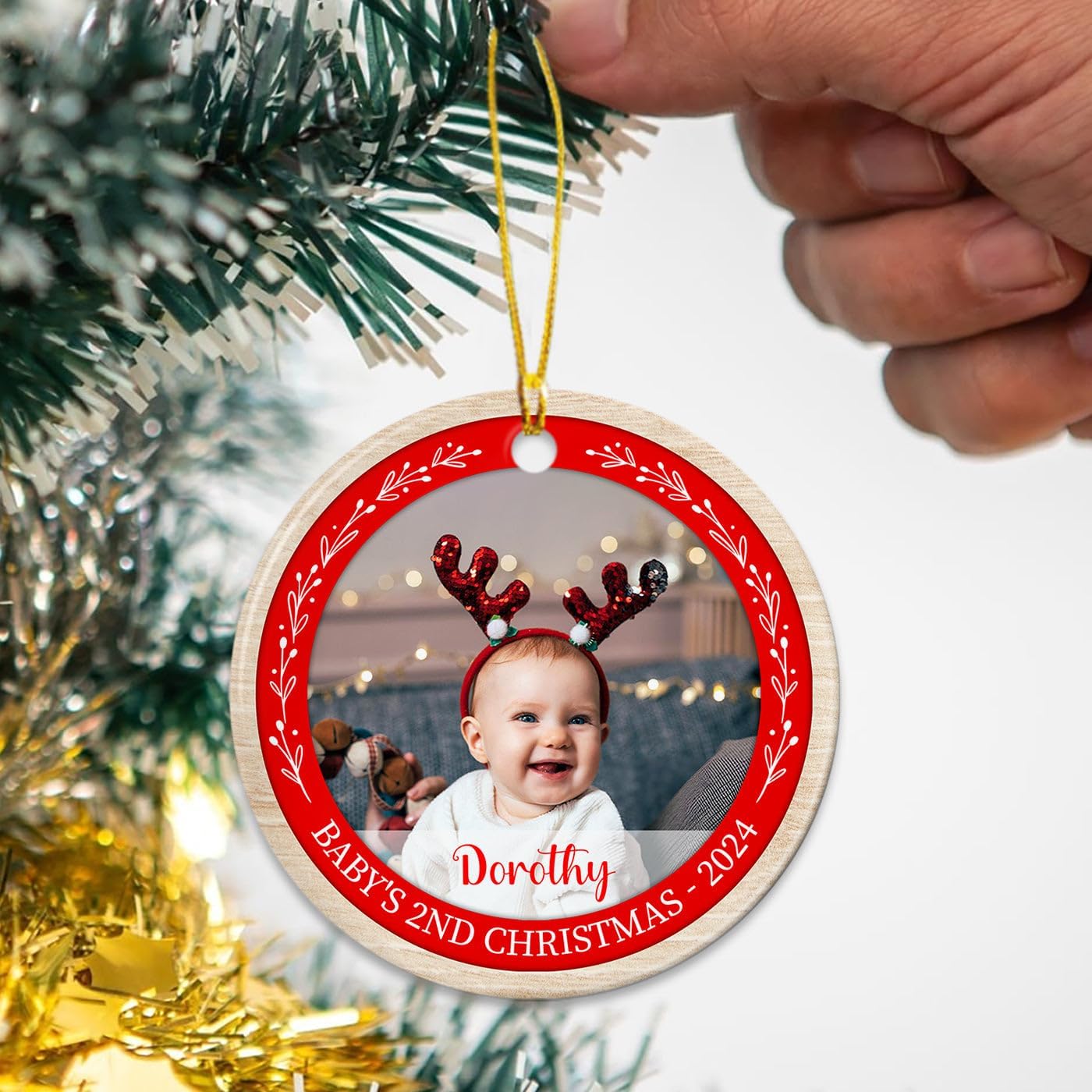 Personalized Babys 2nd Christmas Ceramic Ornament 2025