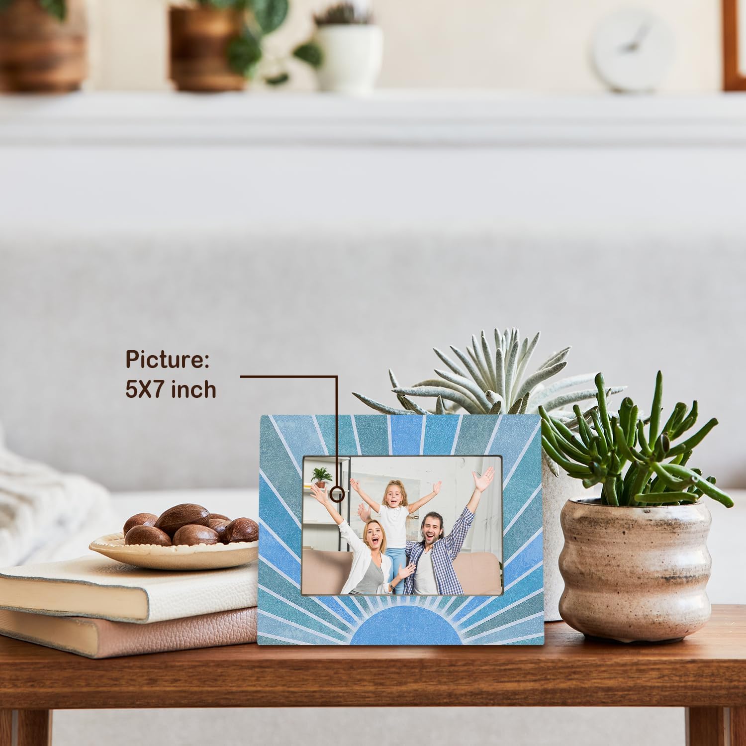 Blue Sun Picture Frame 5x7 Retro Boho Decor