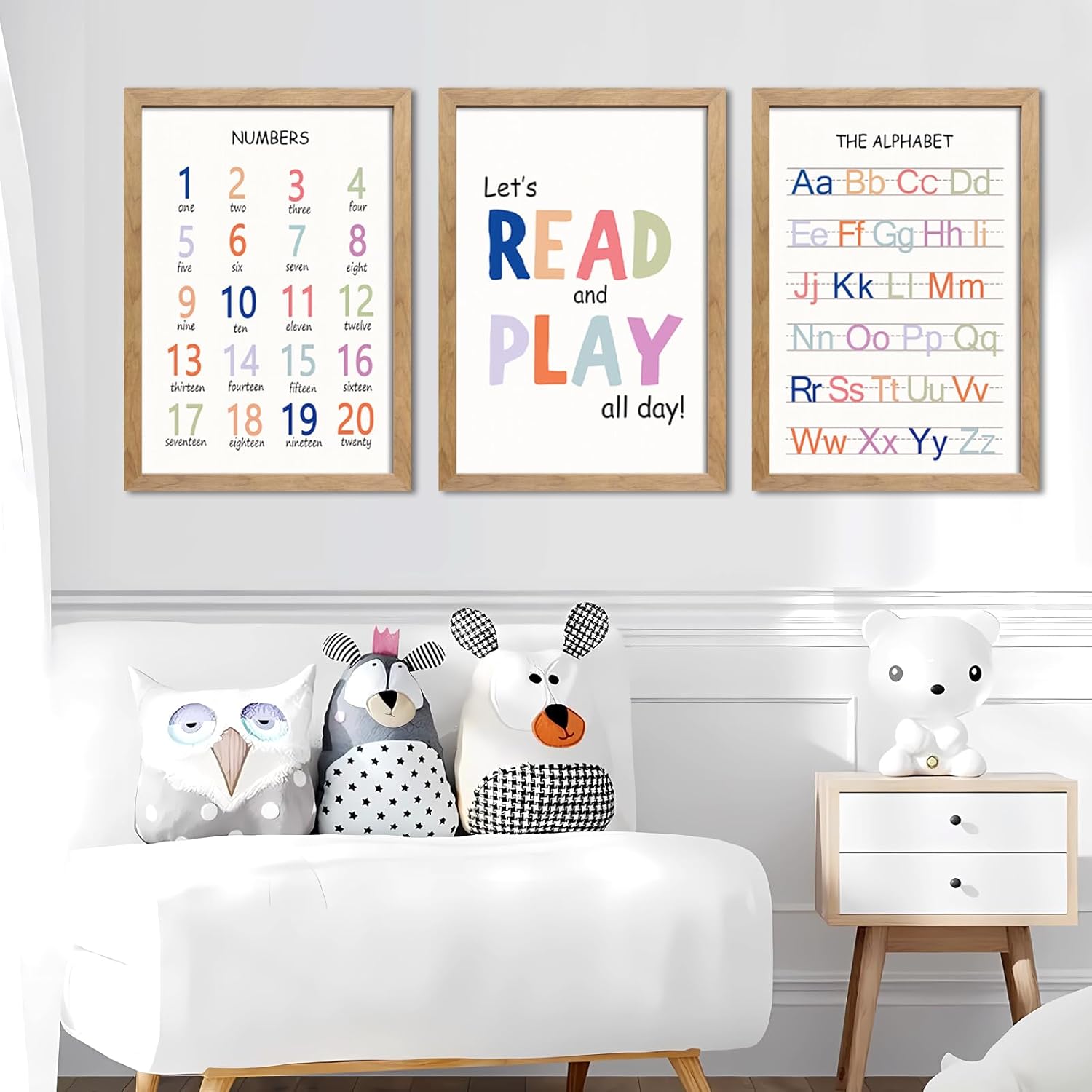 Cute Alphabet Numbers Wall Art Set of 3