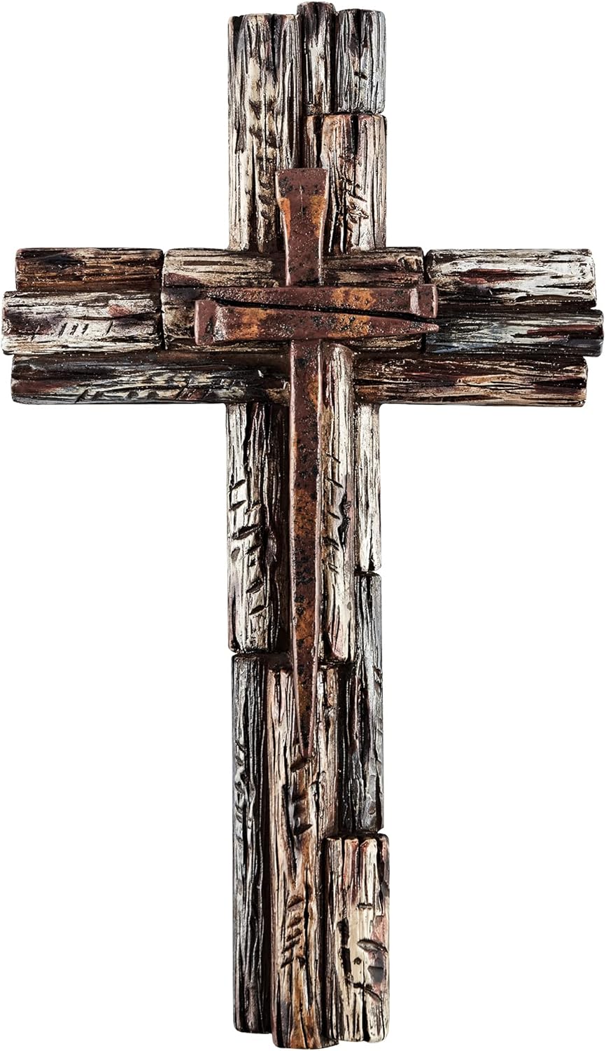 Eagrafts Rustic Layered Wood Resin Wall Cross