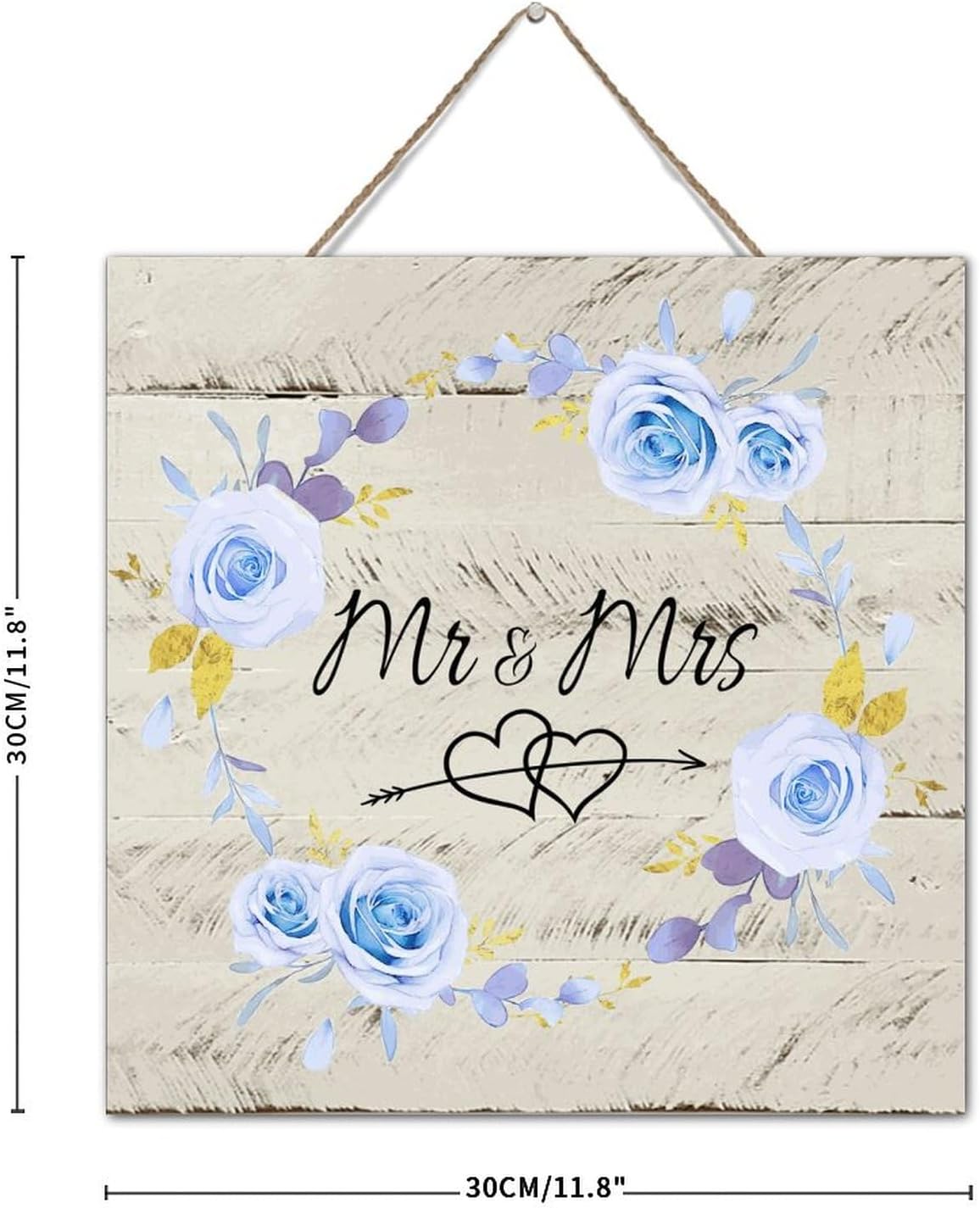 Autravelco MrMrs Wall Decor 12x12 Wood Sign