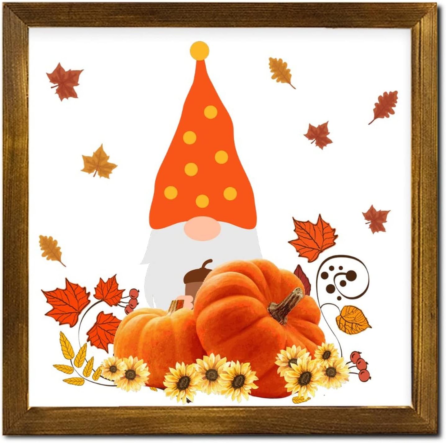 Autumn Pumpkin Gnome Wall Decor 12x12 Inch