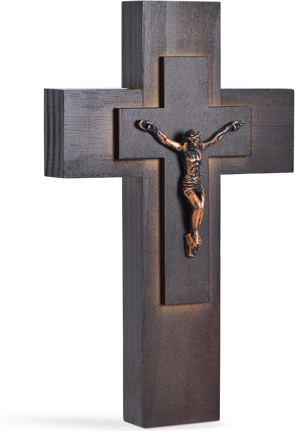 Elegant 9-Inch Wooden Cross with Metal Hook