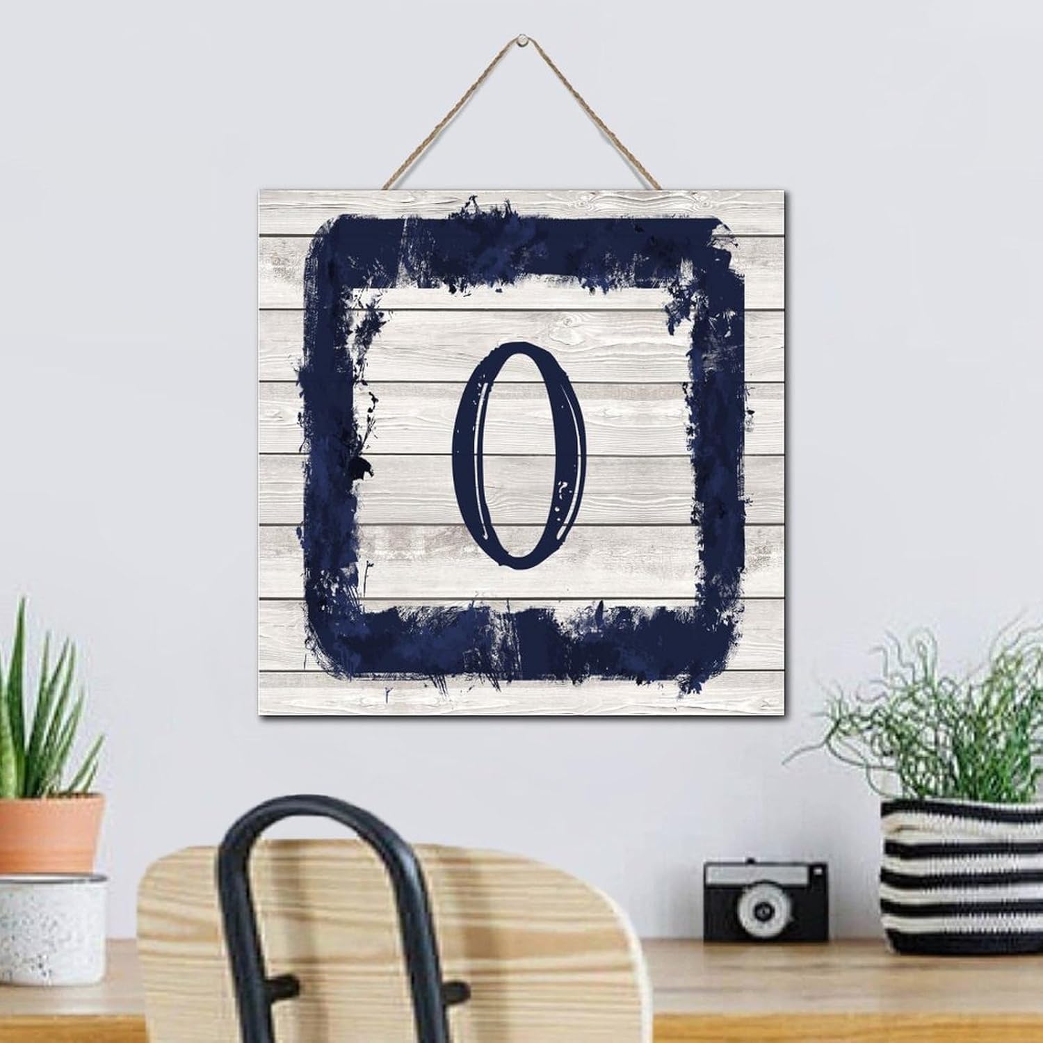 Monogram Letter O Wall Decor Wood Sign 12x12 Inch