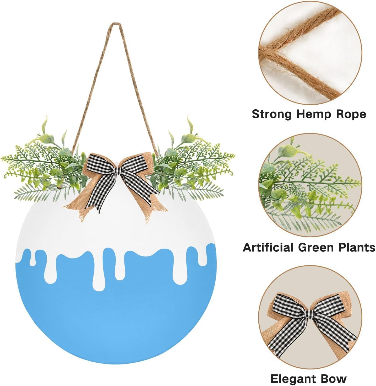 KOCOART Door Wreath Ice Cream Blue Rustic Wall Decoration