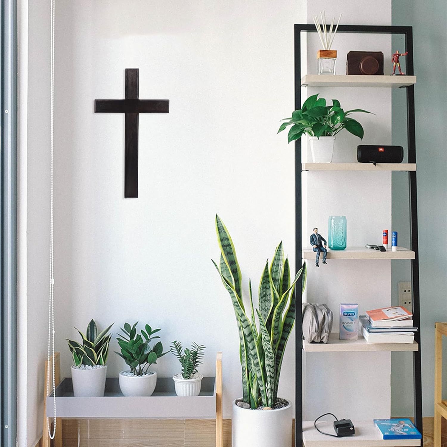 BESPORTBLE Wooden Cross Wall Decoration Black