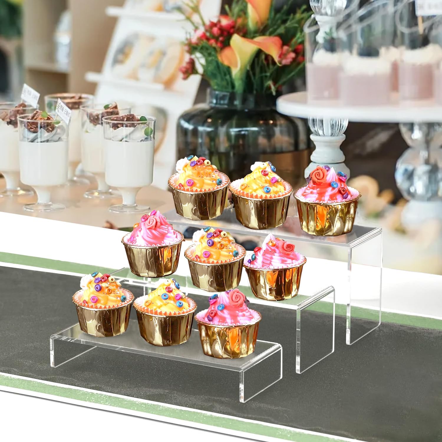 6pcs Clear Acrylic Display Risers for Cupcakes and Collectibles