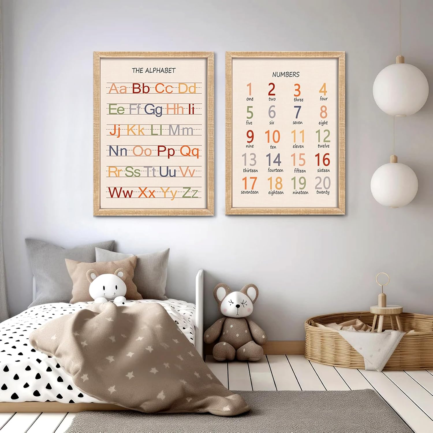 Cute Alphabet Numbers Framed Wall Art Set of 2 1