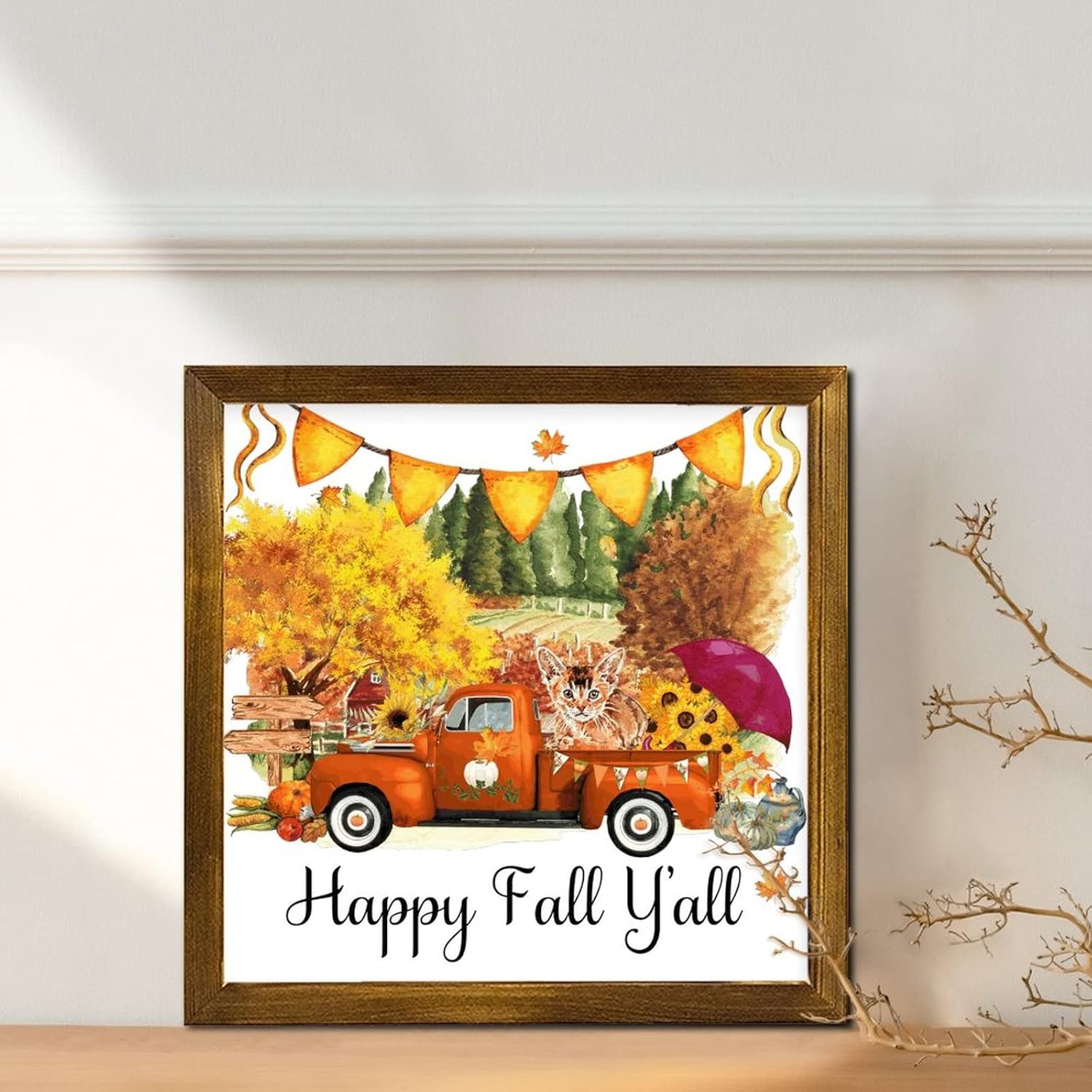 Happy Fall Yall Farm Pumpkin Orange Wall Sign