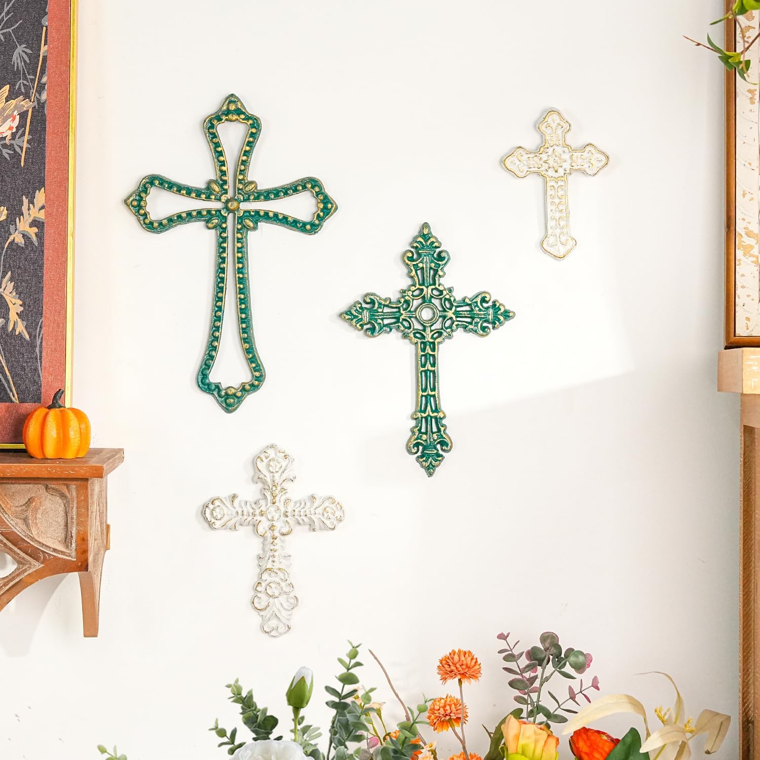 Sungmor 4PC Embossed Cast Iron Wall Cross Decor