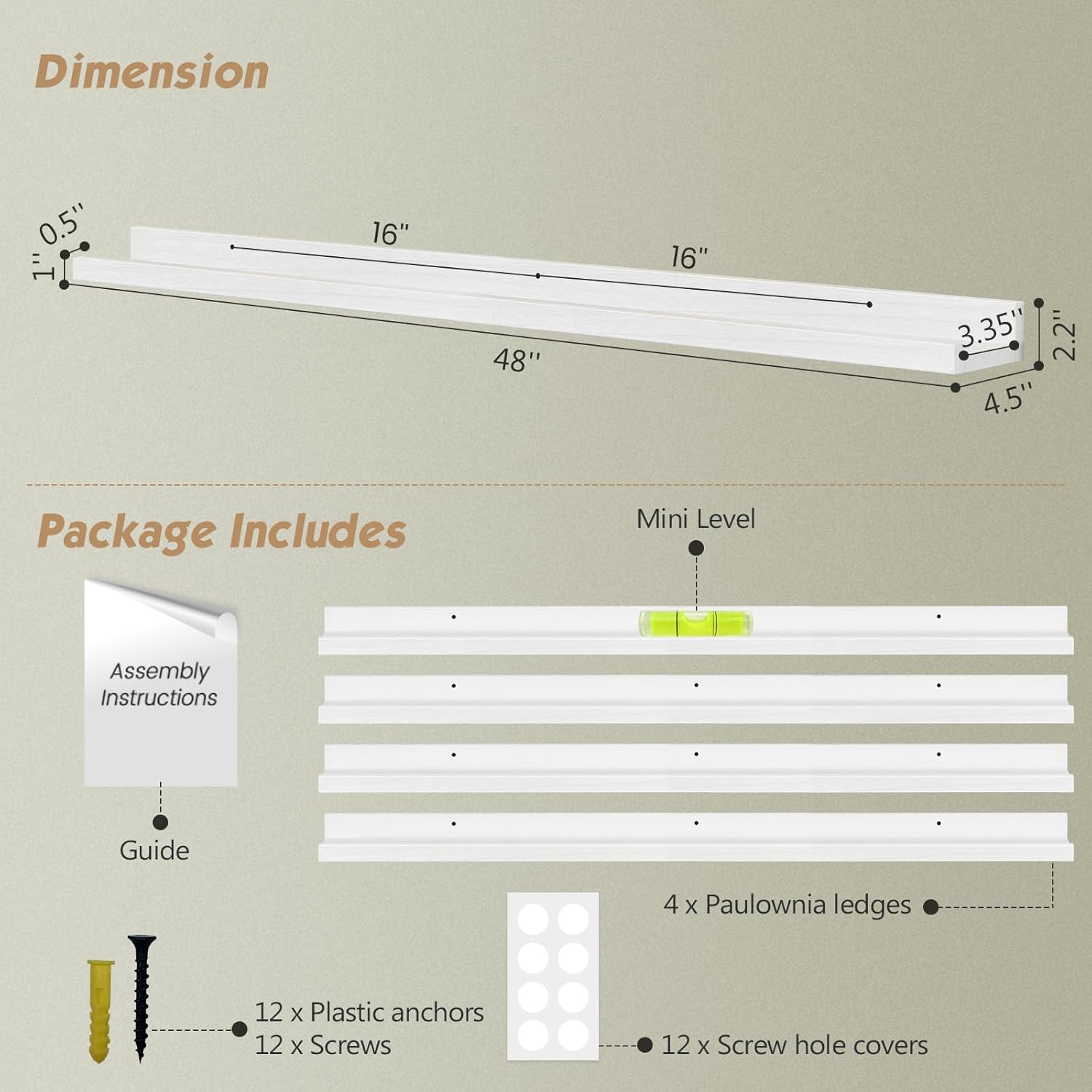 Forbena 48 Inch Floating Shelves Set of 4 for Wall 1