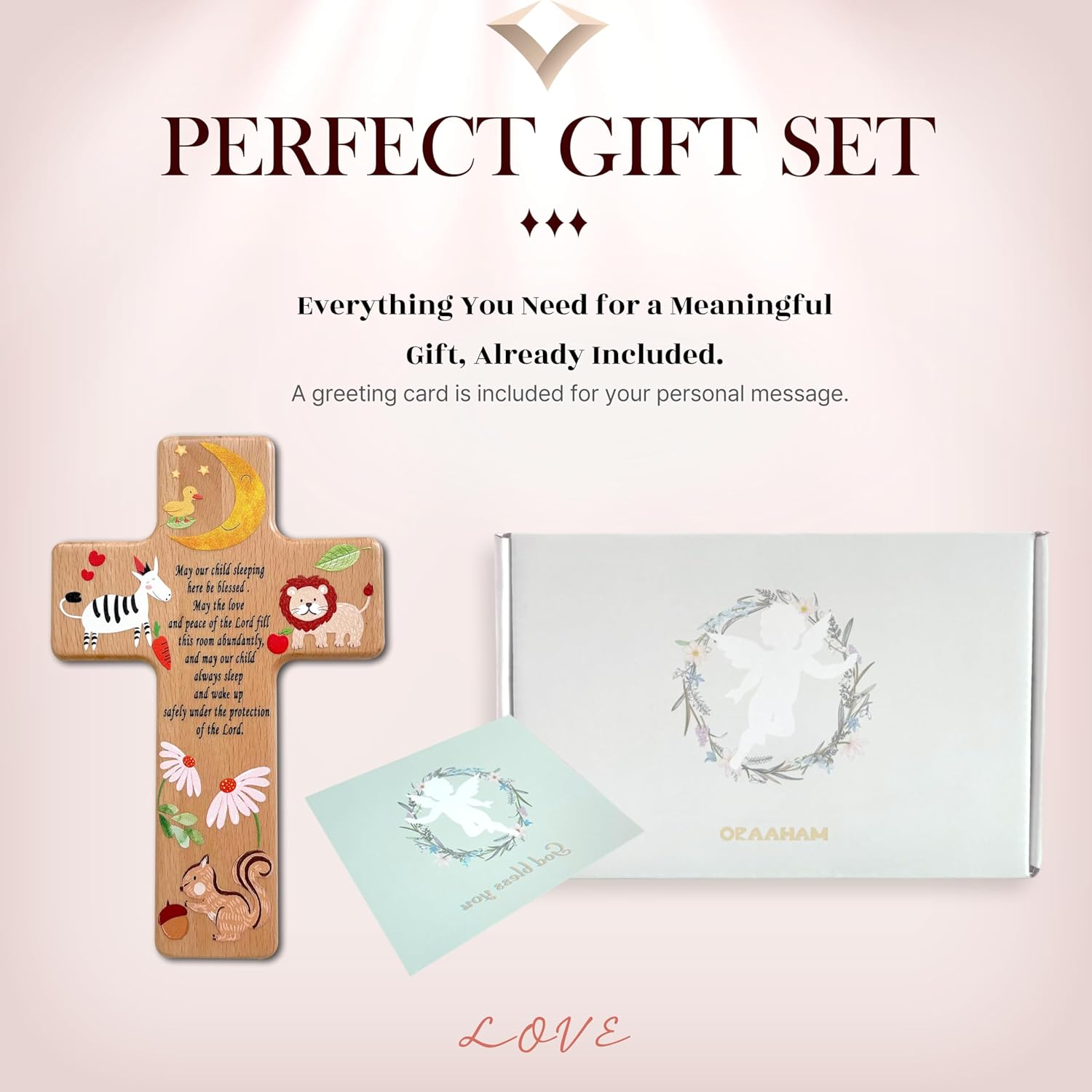 Oraaham Baby Wall Cross Decor Angel Ornament