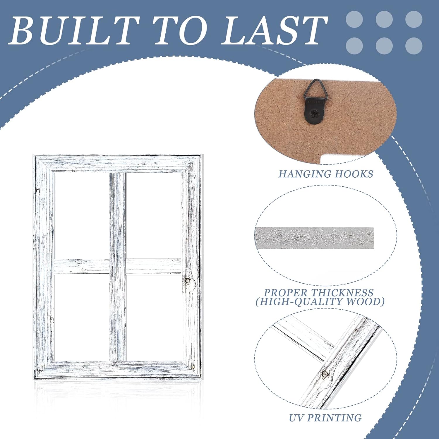 Qunclay 6 Pcs Rustic Wall Decor Set White Farmhouse