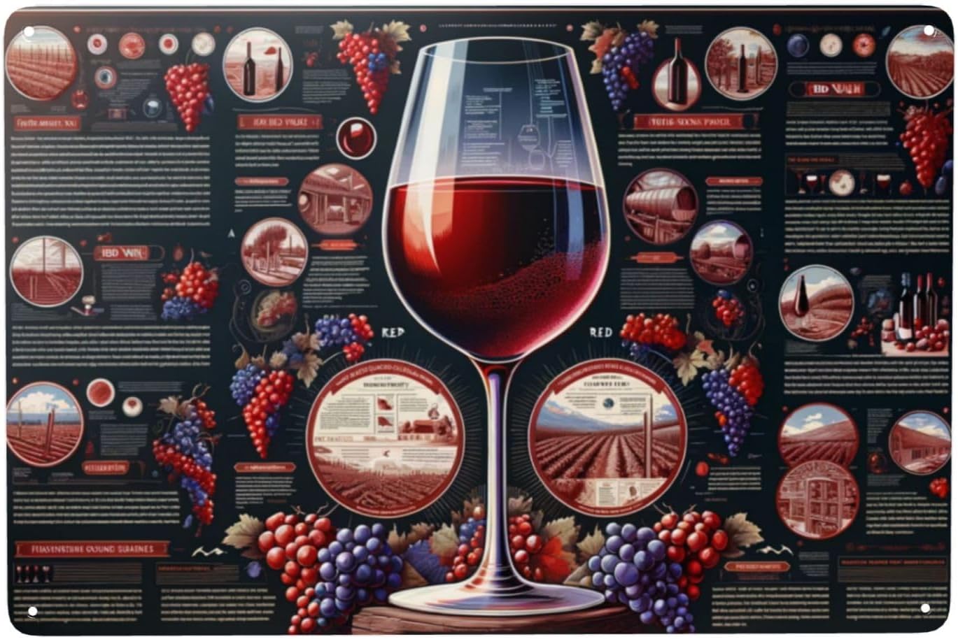 Sommeliers Choice Red Wine Guide Metal Tin Wall Art Sign 55x8inch
