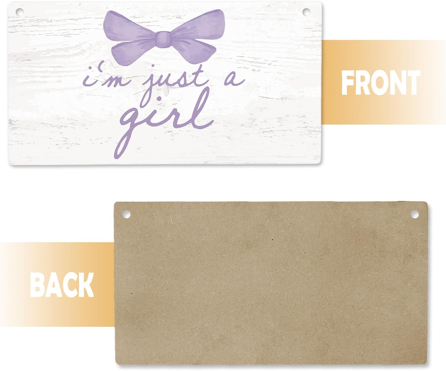 Cute Purple Bow Wooden Door Sign for Girls