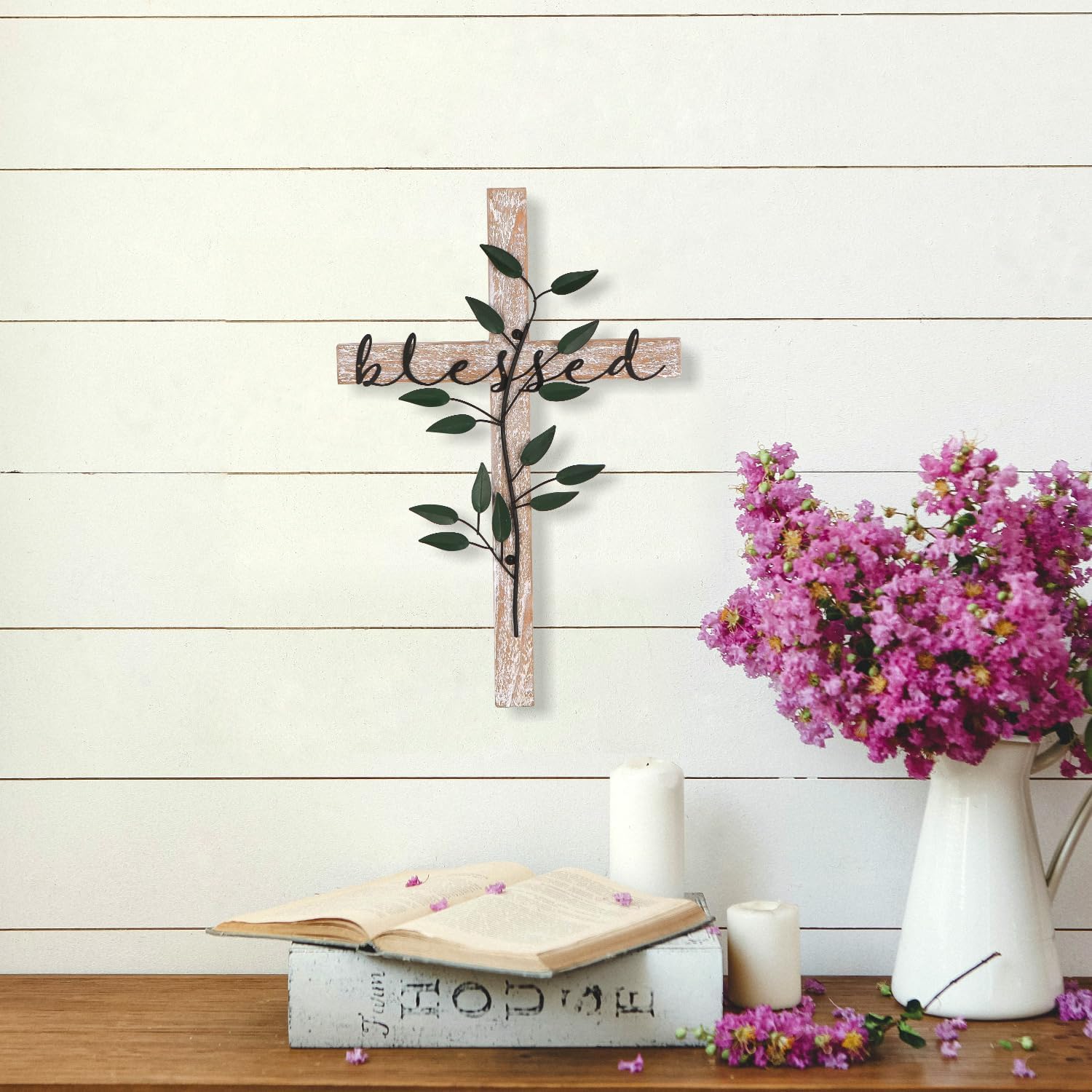 NIKKY HOME Wall Cross Rustic Wooden Cross Decor