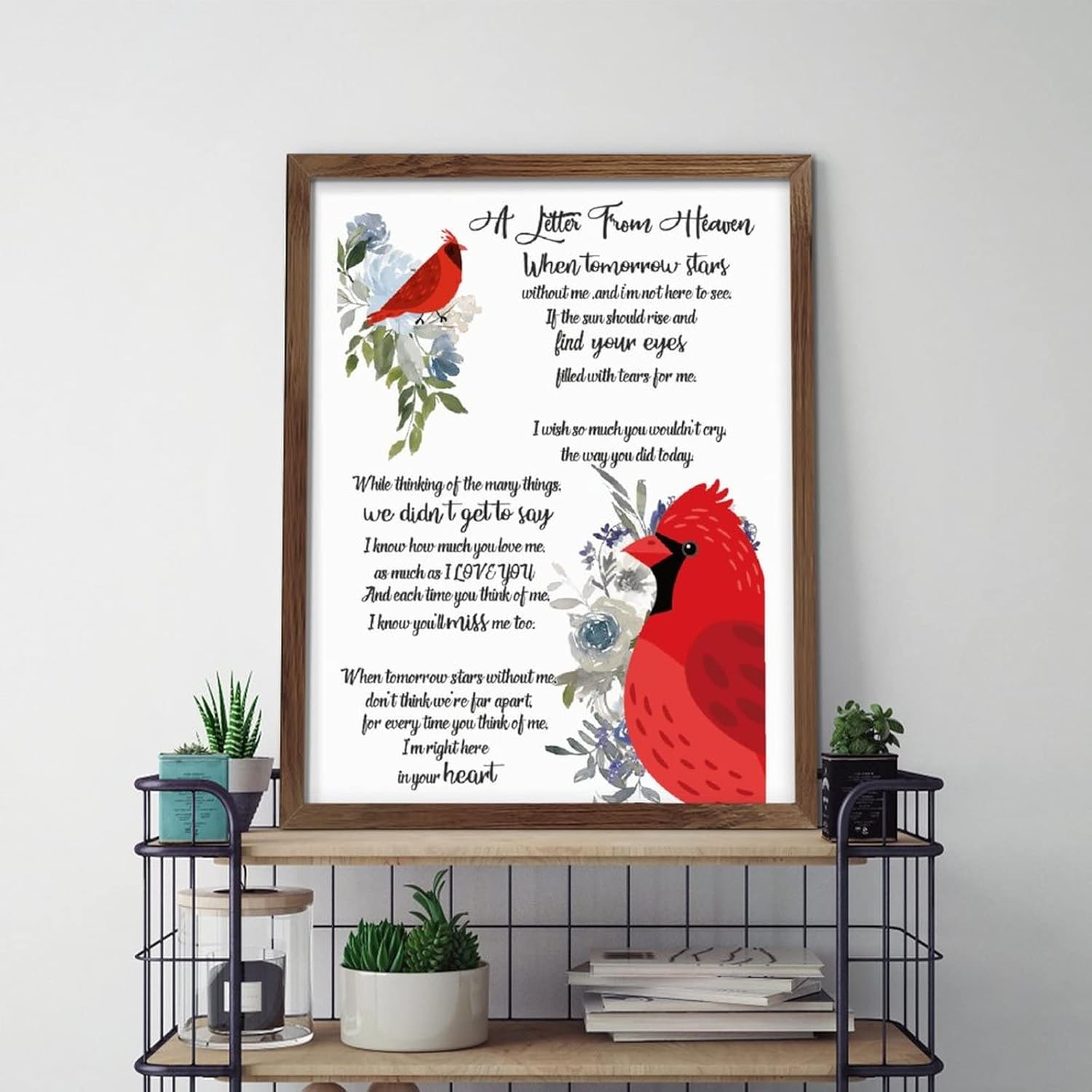Sympathy Gift Sign with Cardinals Wooden Wall Plaque