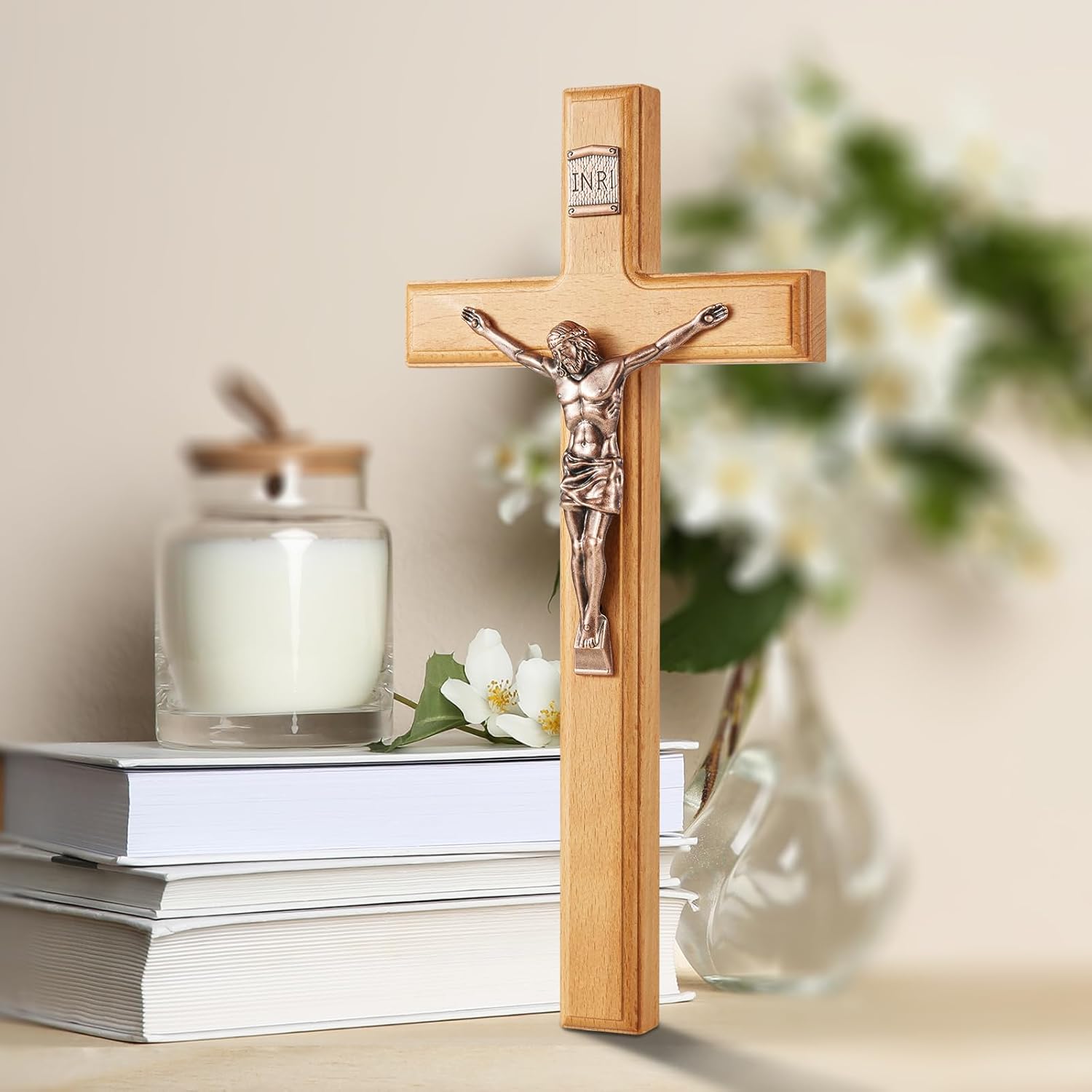 ACHIBANG 12 Inch Wooden Wall Cross for Home