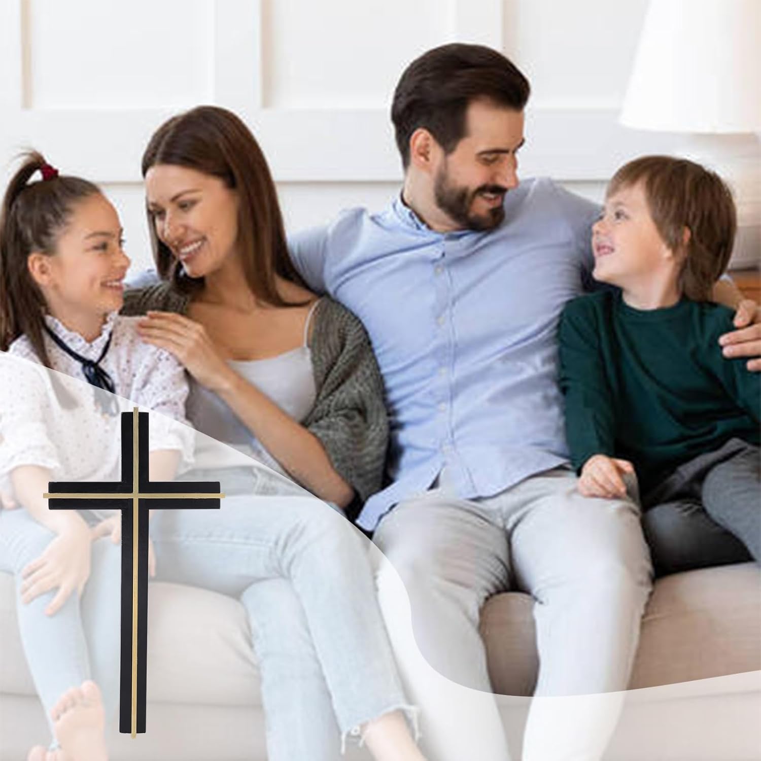 VINETEN Wall Cross Catholic Black Wood and Metal Alloy Decor