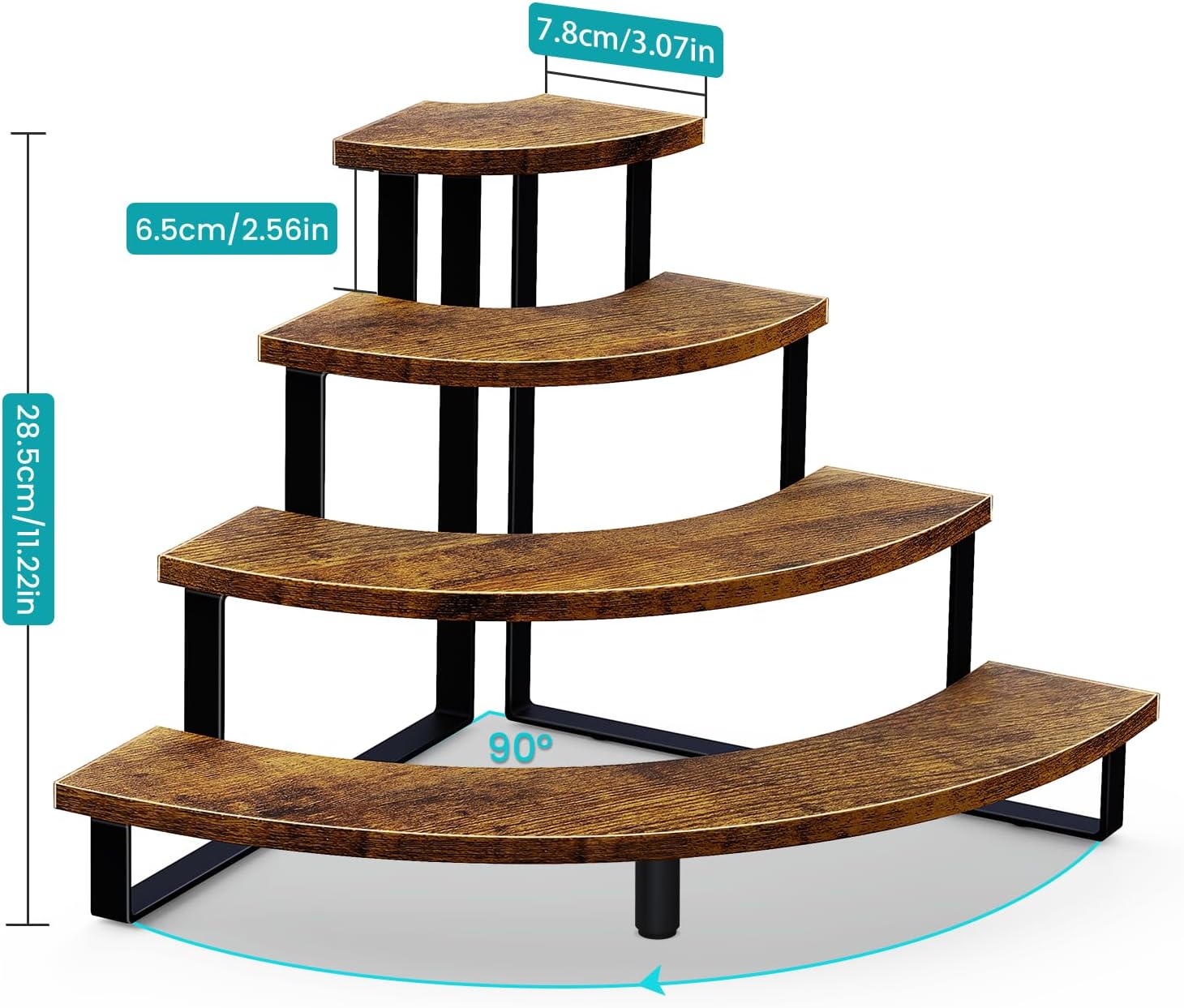 ELITEROO 4 Tier Display Stand with Curved Corner