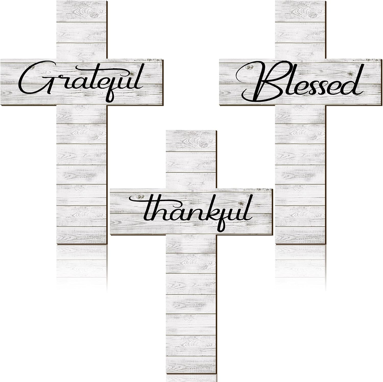 Yookeer 3 Piece Grateful Cross Wall Decor
