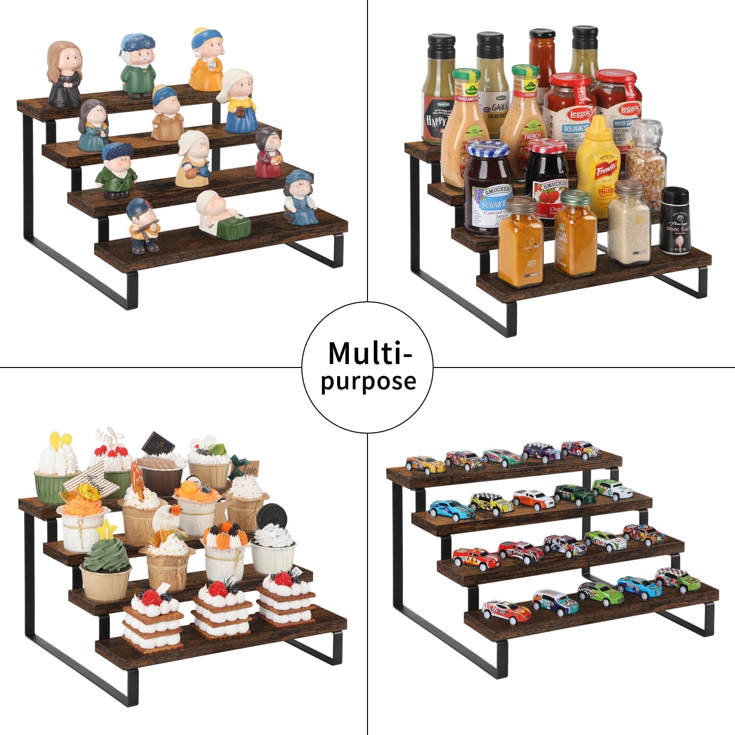 Yinmit 4 Tier Wooden Riser Stand 2 Pack