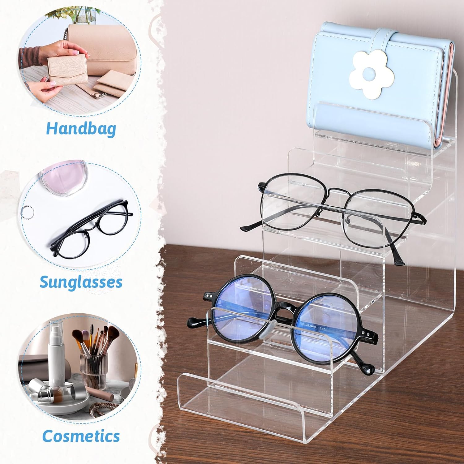 6 Tier Wallet Display Stand with Clear Acrylic Base