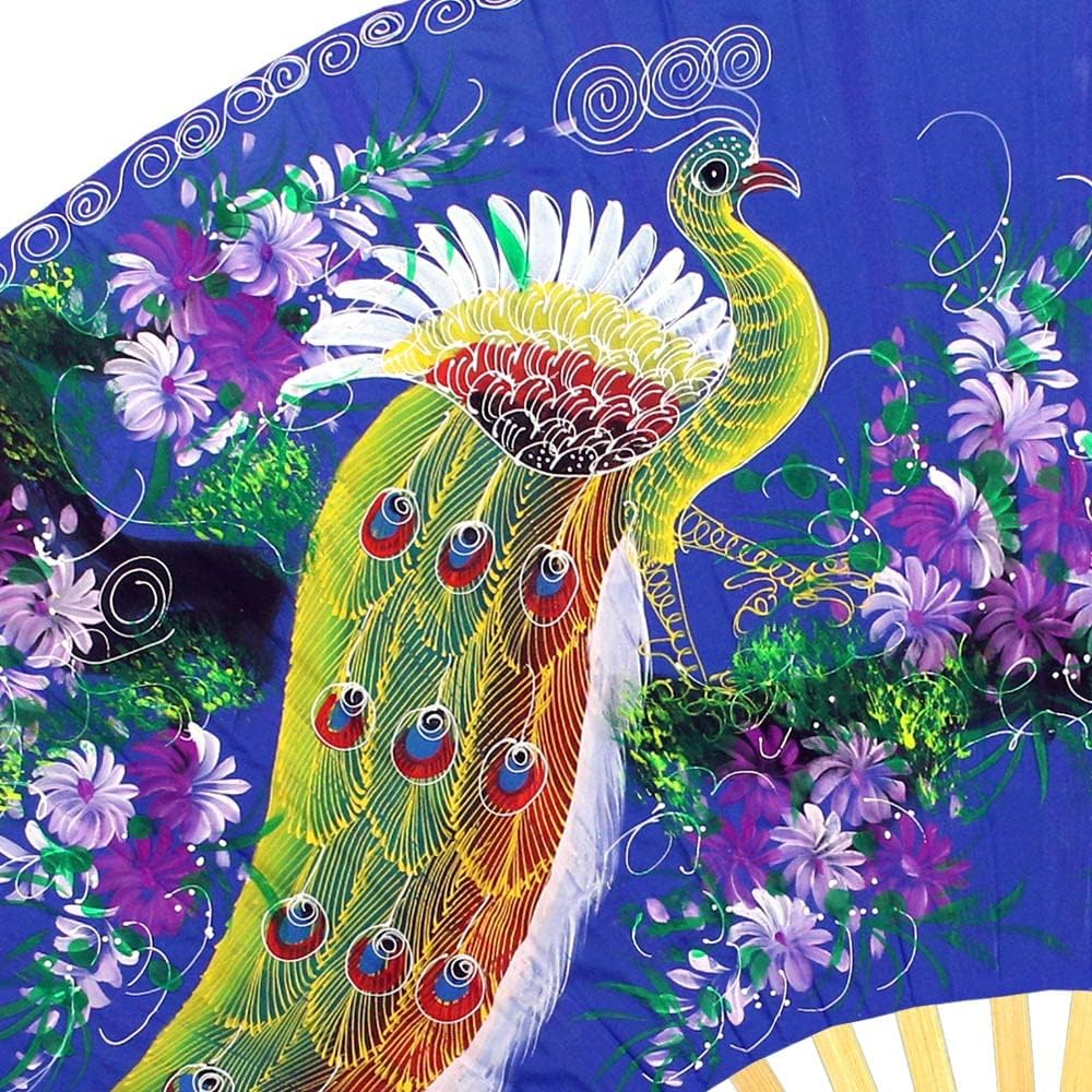 Proud Peacocks Folding Wall Fan Hand Painted Art