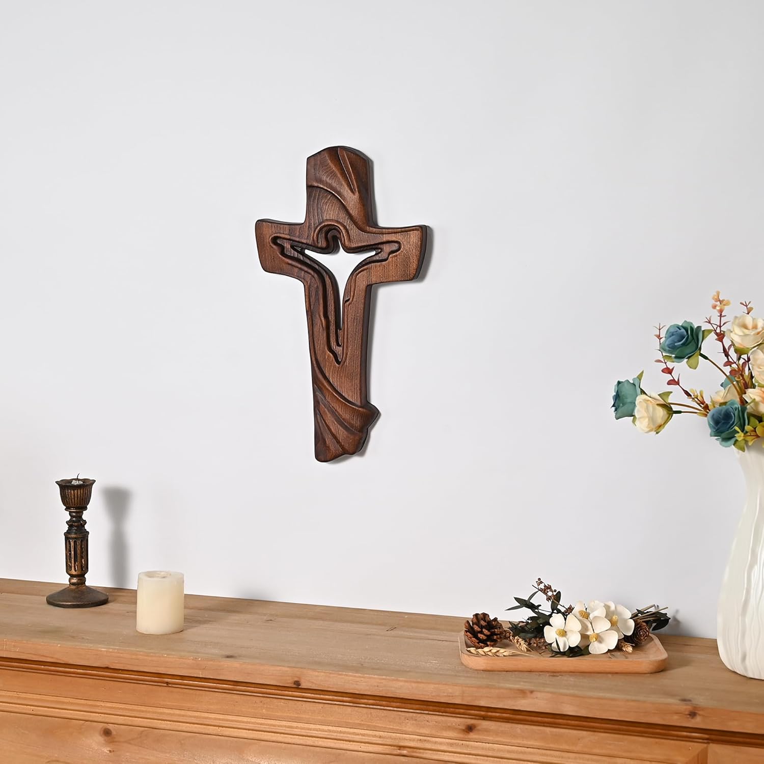 BGCOPPER Wooden Cross Wall Decor 14 Inch