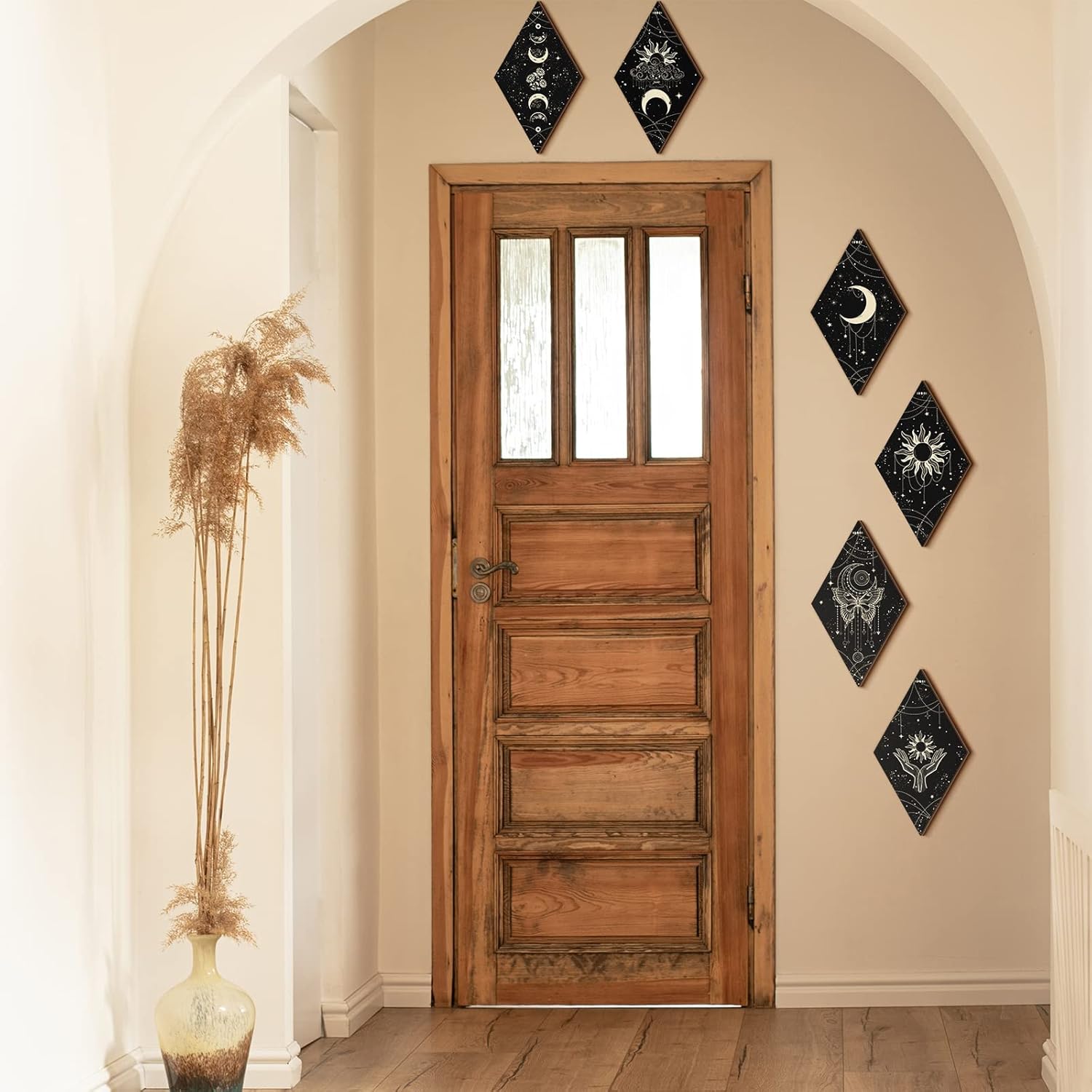 6 Pcs Black Gold Moon Phase Wall Art