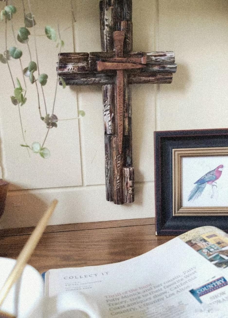 Eagrafts Rustic Layered Wood Resin Wall Cross
