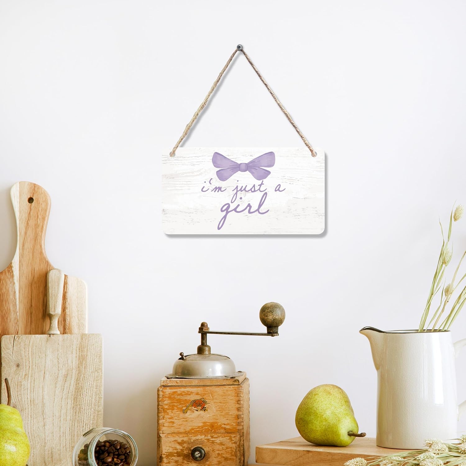 Cute Purple Bow Wooden Door Sign for Girls