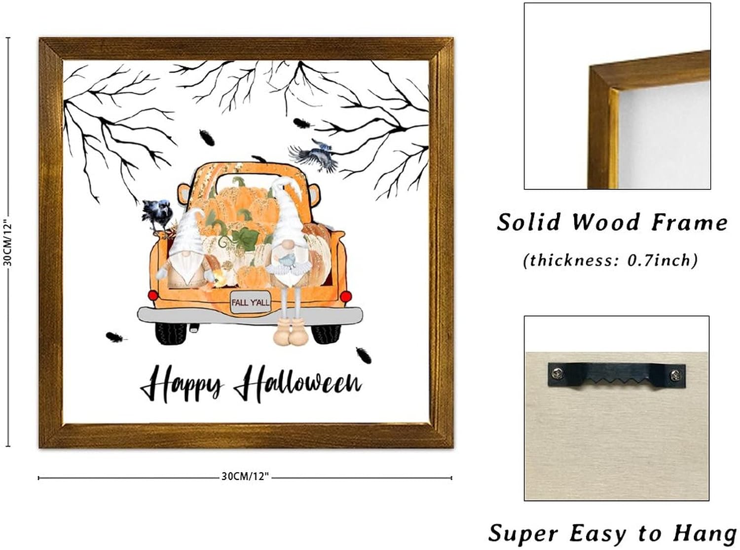 Happy Halloween Wooden Sign with Pumpkin Gnome