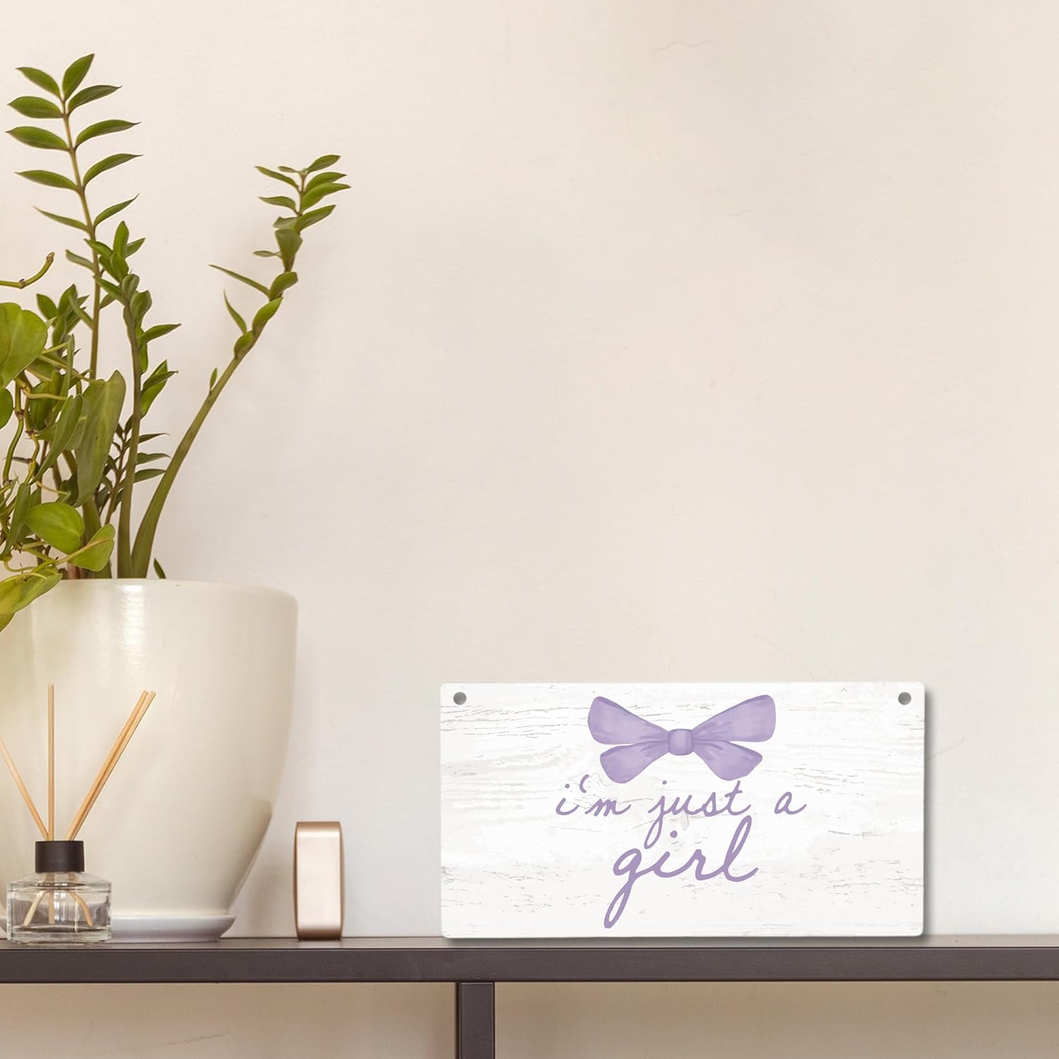 Cute Purple Bow Wooden Door Sign for Girls