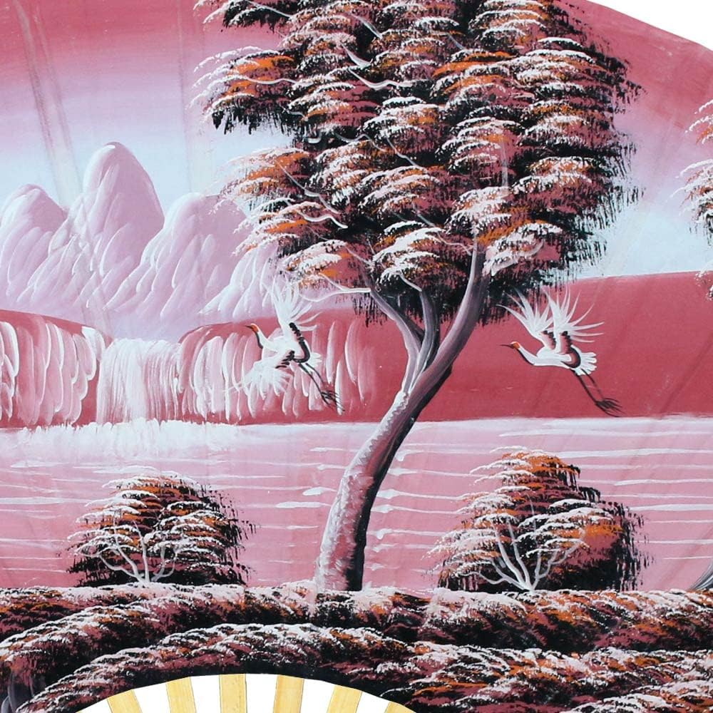 Chinese Cranes Giant Folding Wall Fan Hand-painted Decorative Art