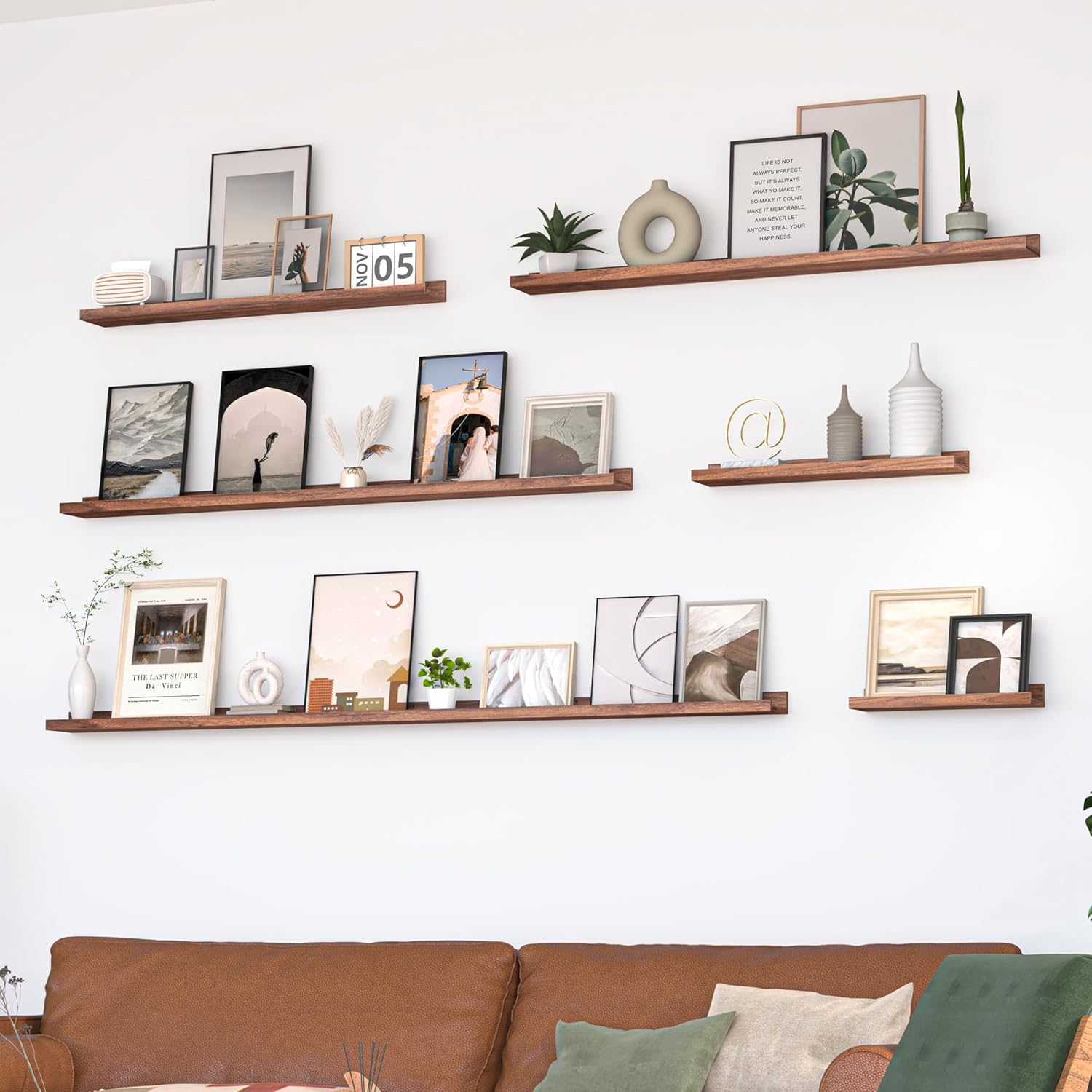 Heimlove Floating Shelf Set of 2 48 Inch WallMounted Picture Ledge