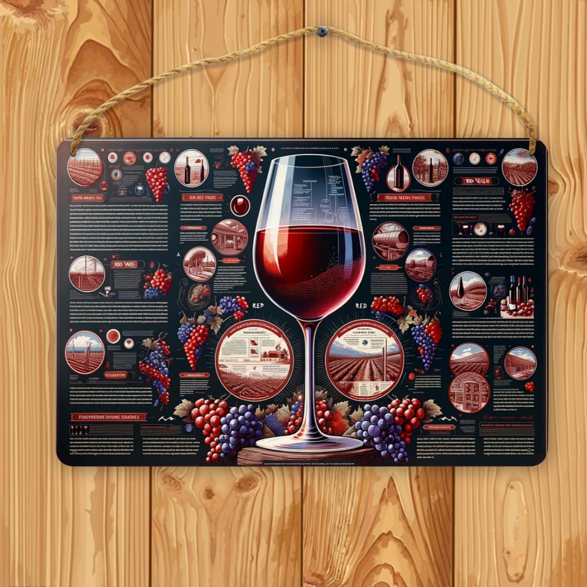 Sommeliers Choice Red Wine Guide Wooden Wall Sign