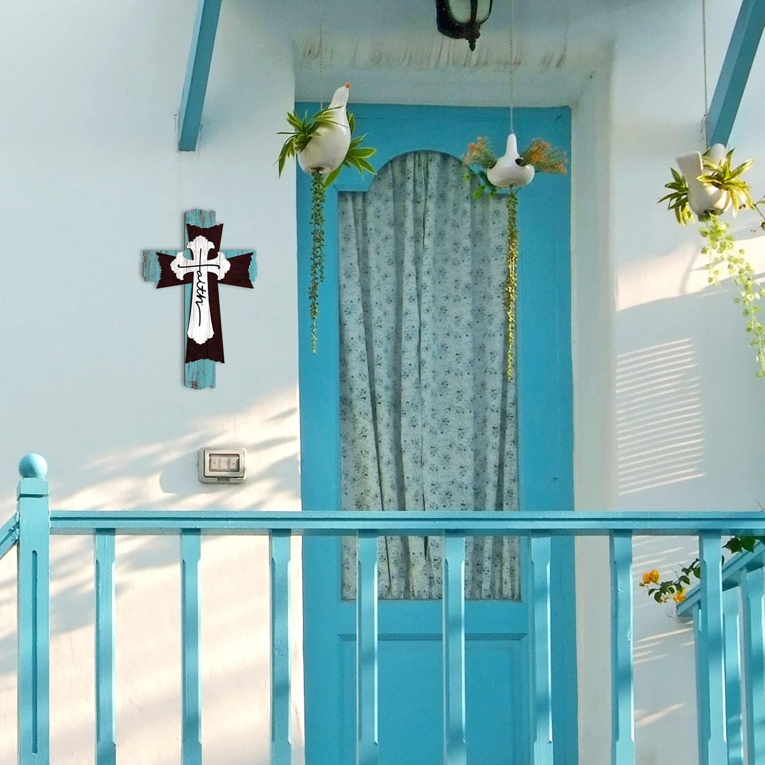 Yookeer 3 Layer Wooden Wall Cross Decor