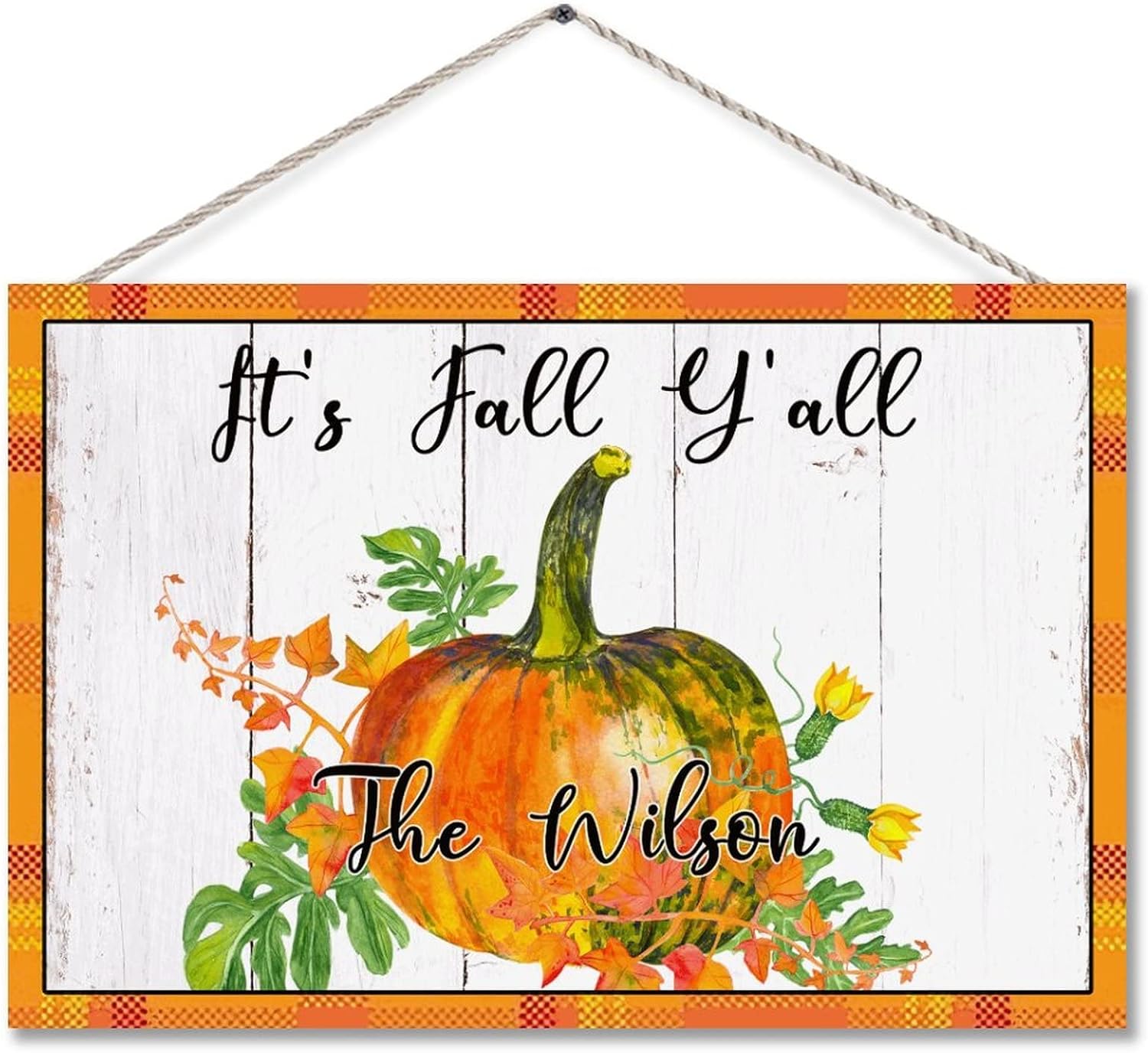 Personalized Wood Sign Fall Pumpkin Its Fall Yall Door Welcome Sign