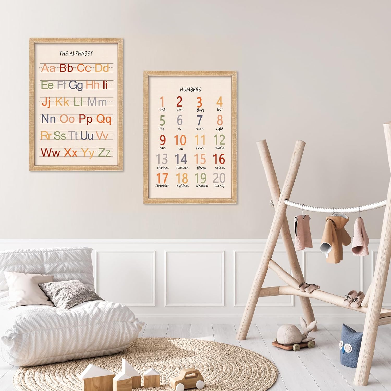 Cute Alphabet Numbers Framed Wall Art Set of 2 1