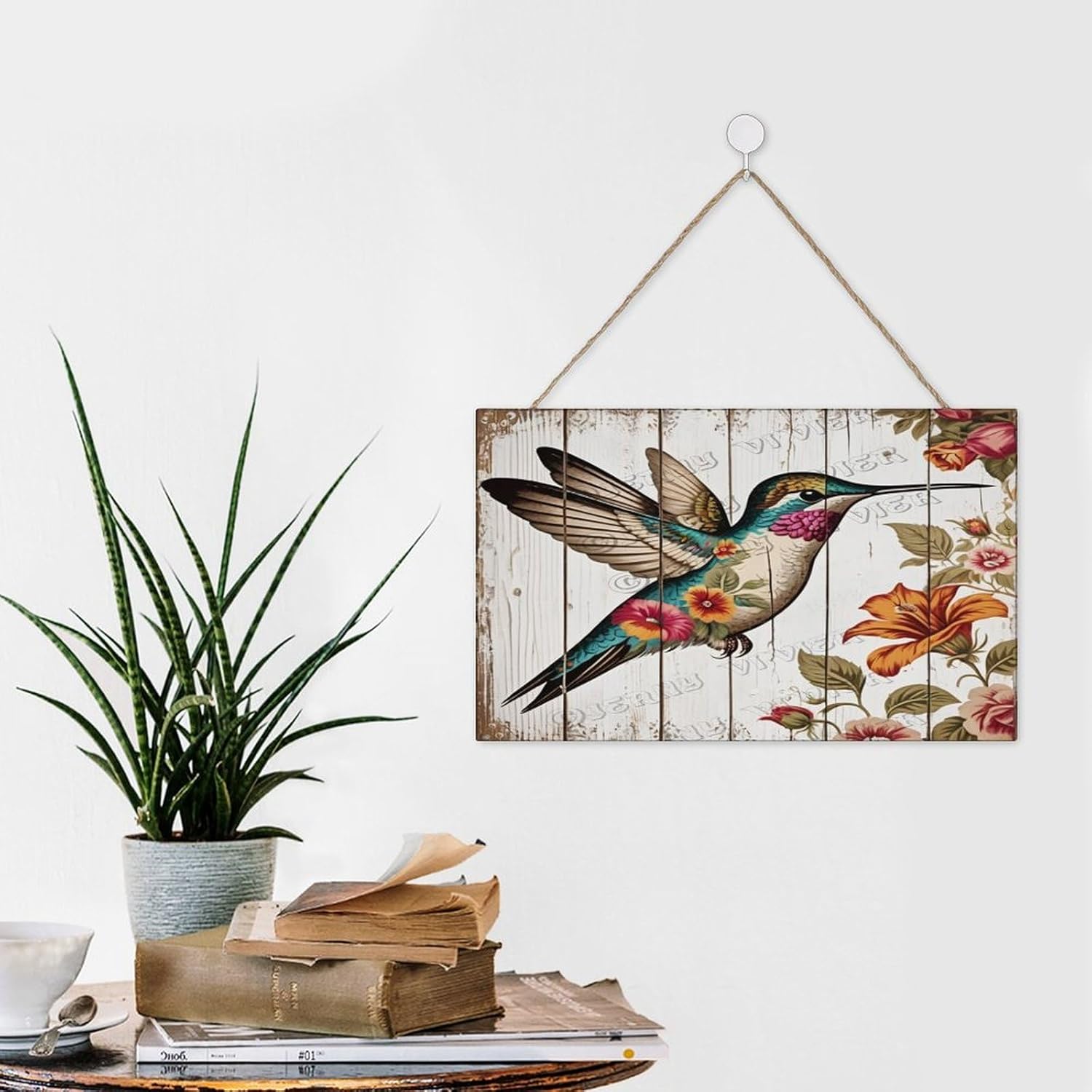 Spring Summer Hummingbird Door Sign 10x16 Welcome Decor 1